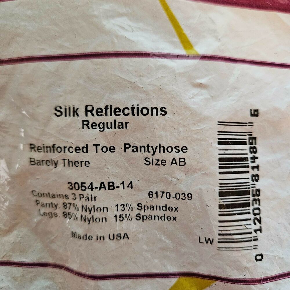 3 Pair Hanes Silk Reflections Sheer Collection Size AB Barely There